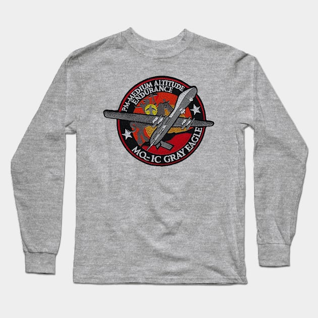 MQ-1C Gray Eagle Unmanned Aircraft Patch Long Sleeve T-Shirt by Spacestuffplus